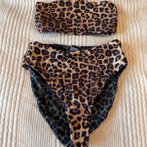 Good American Leopard Print Reversible Bikini Set
